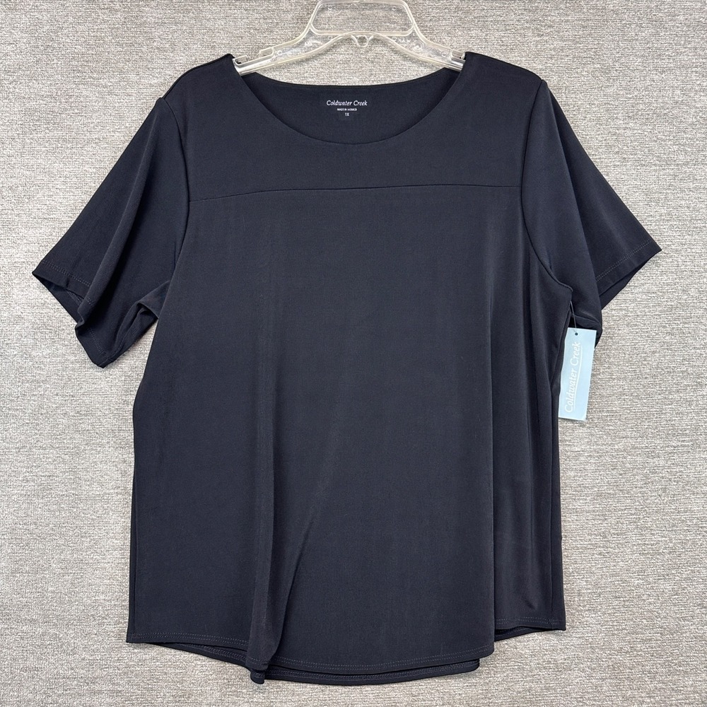 NWT Coldwater Creek Black Slinky Jersey Knit‎ Office Career Minimalist Size 1X